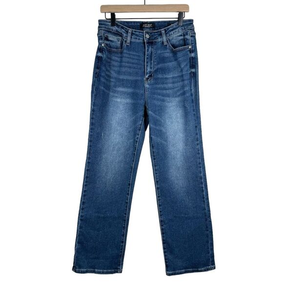 Judy Blue Jeans High Rise Dad Fit Straight Leg Medium Wash Stretch Denim 30